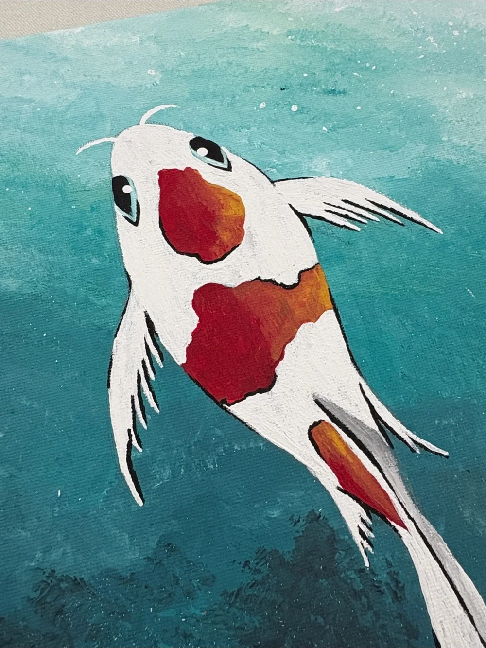 Koi Fish Painting on 8 x 10 Canvas